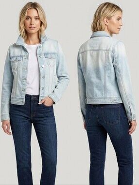Cisono Light Wash Denim Jacket Cropped Trucker Jacket Small Y2K Minimalist